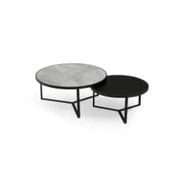 לקסוס LEXUS | זוג שולחנות סלון מעוצבים בצבעים ייחודיים שולחן גדול: אפור מבריק / שולחן קטן: שחור