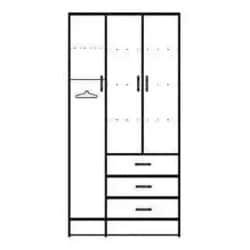מור | ארון בגדים איכותי מסנדוויץ’ עם 3 דלתות ומגירות 180 ס״מ – 4 דלתות