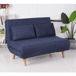 Nina | ספה דו מושבית נפתחת למיטה עם רגלי עץ כחול