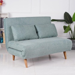Nina | ספה דו מושבית נפתחת למיטה עם רגלי עץ ירוק