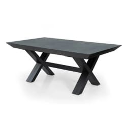 PAZEL | שולחן אוכל איכותי ופונקציונאלי נפתח ל- 3.25 מ׳ עם 3 הגדלות ורגל נגררת גוף שחור / משטח בטון כהה