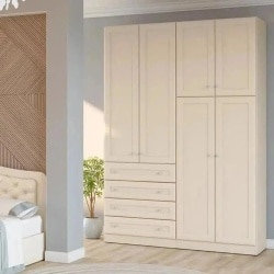 רבקה 1.60 מ’ | ארון בגדים מסנדוויץ’ עם 4 דלתות בעיצוב כפרי וחלוקה פרקטית 160 ס״מ – 4 דלתות