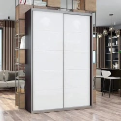 כרמל | ארון הזזה מעוצב עם 2 דלתות זכוכית ומגירות במתנה! 320 ס״מ – 4 דלתות