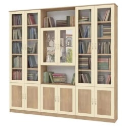 סביון | ארון ספרים מעוצב מעץ סנדוויץ’ עם 6 דלתות ברוחב 2.40 מ’ 240 ס”מ – 6 דלתות