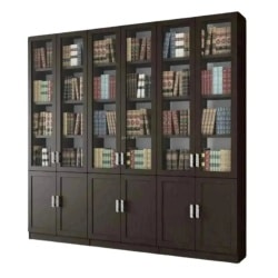 זבולון | ארון ספרים איכותי גוף עשוי מעץ סנדוויץ’ עם 6 דלתות ברוחב 2.40 מ’ 240 ס”מ – 6 דלתות