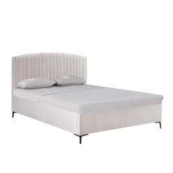 Ronda | מיטה זוגית מרופדת בעיצוב מעוגל עם ארגז מצעים אבן / 160/200 ס״מ