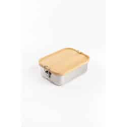 קופסת אוכל בינונית מנירוסטה עם מכסה במבוק 1,200 מ”ל