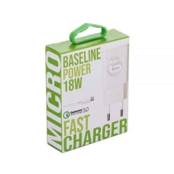 מטען בית Micro USB מהיר במיוחד 3.1 אמפר תומך Qualcomm Quick Charge 3.0 מבית Baseline