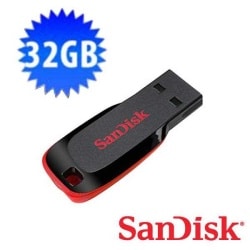 זיכרון נייד SanDisk Cruzer Blade USB Flash Drive בנפח 32 ג’יגה
