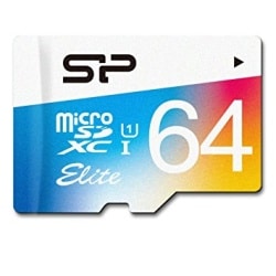 כרטיס זיכרון Elite MicroSD של חברת Silicon Power בנפח 64Gb מהירות 10 Class + מתאם