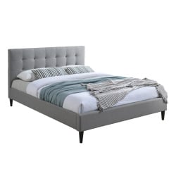 Misty |  מיטת זוגית בעיצוב רך מבד עם כפתורי נוי אפור / 160/200 ס״מ
