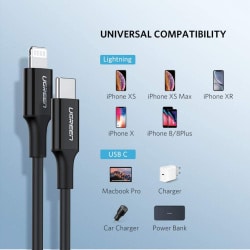 UGREEN USB-C to Lightning Cable M/M Nickel Plating ABS Shell 1m (Black)