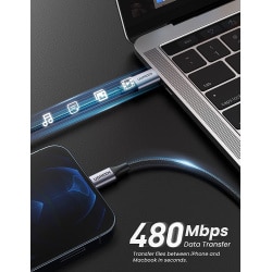 USB-C לברק טעינת כבל ניילון קלוע [מוסמך MFi] טעינה מהירה לאייפון 12