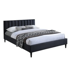 Loren |  מיטת זוגית מבד בעיצוב קלאסי עם ראש פסים שחור / 160/200 ס״מ
