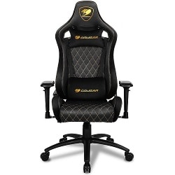 COUGAR Armor S Royal Gaming Chair – כיסא עור גיימרים מפואר בסיס פלדה בעל עיצוב ייחודי צבע שחור זהב