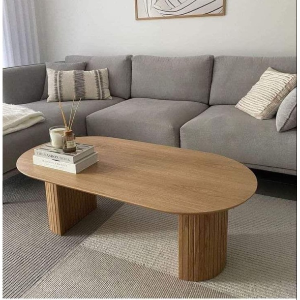 שולחן סלון עץ מעוצב מעוגל דקורטיבי