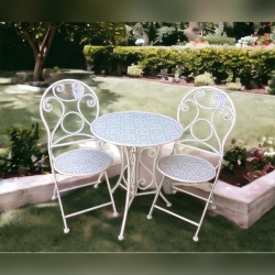 סט שולחן ו2 כסאות מתכת עגול למרפסת לגינה לבית שחור