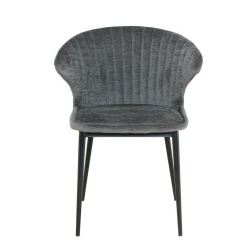 Clam | כסא אוכל מעוצב בסגנון צדפה עם תפרים אנכיים שחור