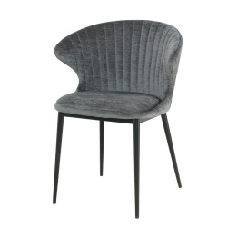 Clam | כסא אוכל מעוצב בסגנון צדפה עם תפרים אנכיים שחור