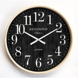 שעון קיר מסגרת עץ מספרים קנסינגטון שחור
