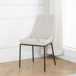 RIMINI | כסא אוכל מושלם עם רגל מתכת ייחודית בד בוקלה אפור