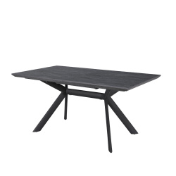 YOKO | שולחן אוכל מלבני נפתח בגימור צפחה שחורה 90/160 ס״מ / שחור