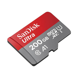 כרטיס זיכרון ultra microsdxc של חברת sandisk בנפח 200gb מהירות class 10