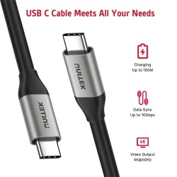 Unitek | כבל Full-Featured USB-C 100W PD Fast Charging Cable with 4K@60Hz and 5Gbps (USB 3.0) (2M)