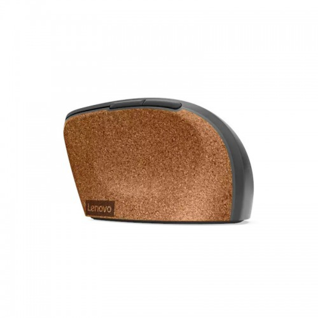עכבר אלחוטי אנכי Lenovo Go Wireless Vertical Mouse – צבע Storm Gray עם Natural Cork